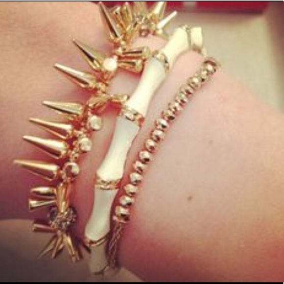 Stella & Dot | Dainty Gold Bangle🦢⚜️💫✨IVORY+Gold Julep Bangle Bracelet - Picture 3 of 7